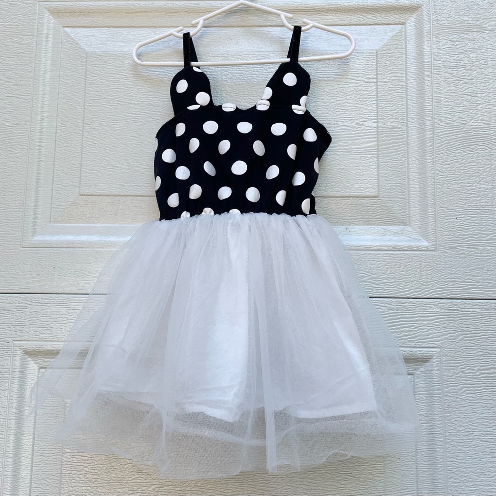 4T Minnie Mouse black and white dress white tulle and black and white polka dot